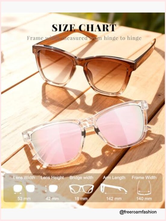 Polarized Square Sunglasses UV400 Protection Women